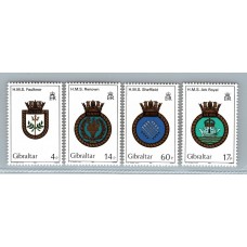 GIBRALTAR 1983 Yv 473/6 SERIE COMPLETA ESCUDOS DE ARMAS DE BARCOS DE GUERRA